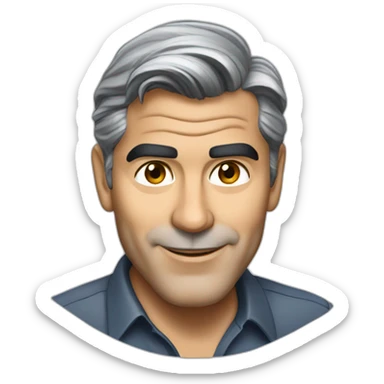 george clooney cartoon wearing shirt sticker
