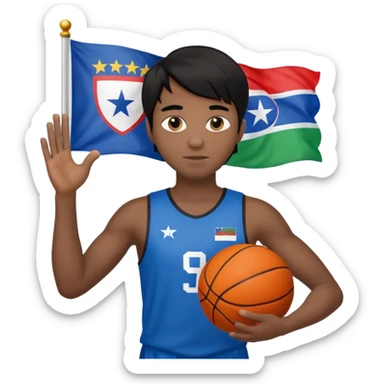 light black skin guy black hair in one hand basketball ball and in other Slovenia flag no this.. 🇸🇮  sticker