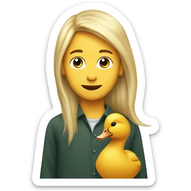 Human boy long blonde hair on a duck sbody  sticker