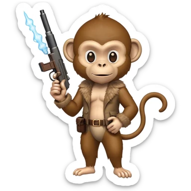 Monkey with a gun and vape in his hand sticker