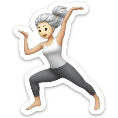 Chinese lady grey hair yoga jump sticker
