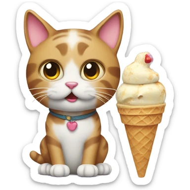 Cat with icecream cone sticker