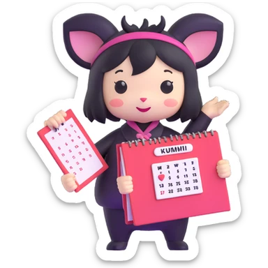 kuromi holding a calendar sticker