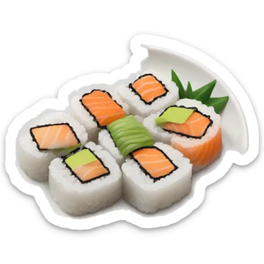 a full plate of susho sticker
