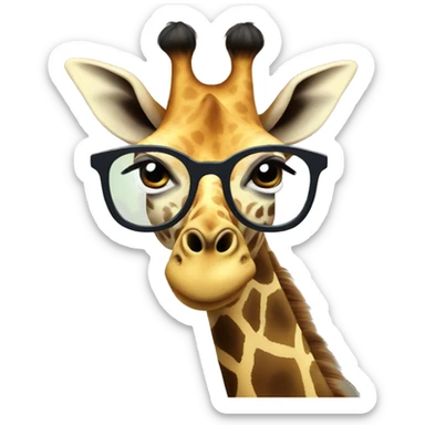 a giraffe with glasses  sticker