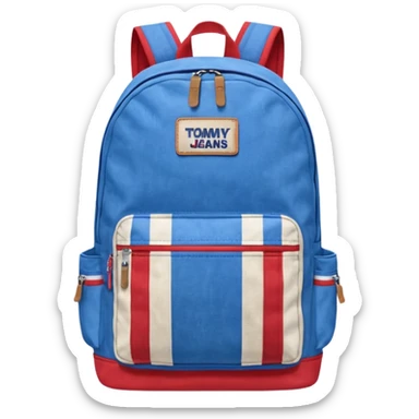 blue backpack with tommyjeans logo like american flag sticker
