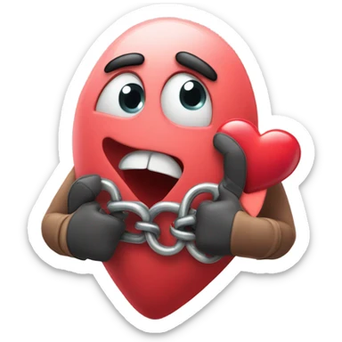 Cartoon Heart getting hand cuffed sticker