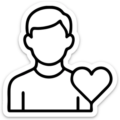 Boyfriend outline icon, male figure with heart symbol sticker