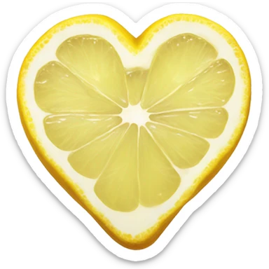 Realistic heart shaped lemon slice sticker