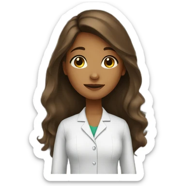 Brown young girl with long hair working in a pharmacy sticker