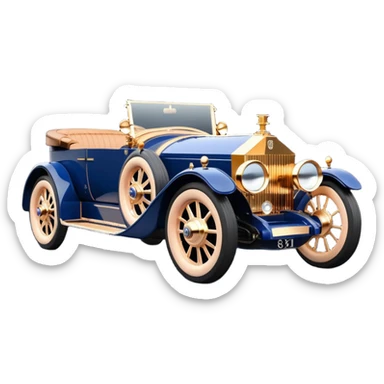 dark blue led lights C-3PO 1927 delicately inlaid rose gold wood barrel accents Scrooge McDuck Rolls Royce efficiently powered by futuristic electric motors and dynamos with wide racing wheels that are strong agile advanced suspension and steering sticker