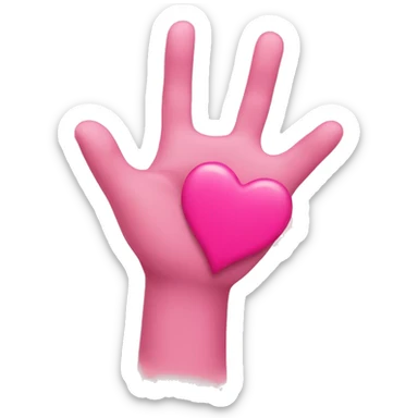 Pink hand heart  sticker