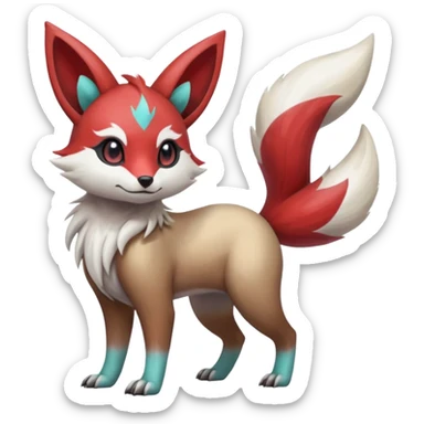 Hyper-realistic Colorful Skilled Adept Graceful Asian Painted Meloetta-Furret-Lycanroc-Zangoose-fusion-hybrid-creature (full body) sticker