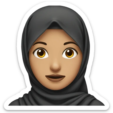 One woman wearing hijab with beating eyes sticker