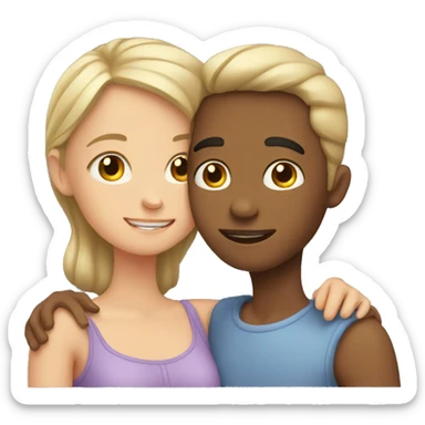 Girl and boy cuddling sticker