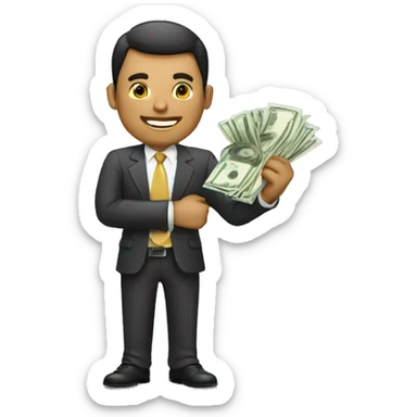 business man with money  sticker