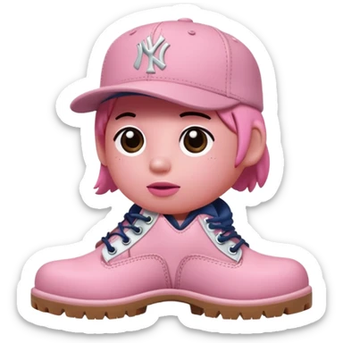 Kirby with timberland boots and a new york Yankee cap sticker