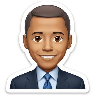 Create Barack Obama in a suit with warm smile & confident pose. sticker