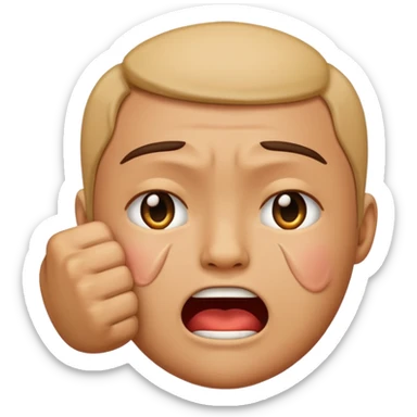 Tourne cet emoji 🤜 de -90 degrés et met le sur la bouche de cette emoji 😭 sticker