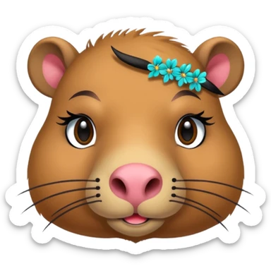 capybara with faka eye lashes and make up sticker