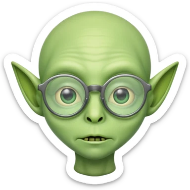 green alien with glasses sticker
