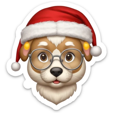 Animal santa cap and glasses 
 sticker