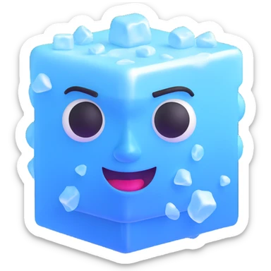 ice cube with frozen face sticker