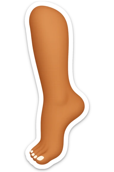 Remake this female leg and foot with white polished toenails in emoji style, variant 1. The style should resemble apple style emojis with concise details and vibrant colors, focusing on the white polished toenails and feminine leg and foot. sticker