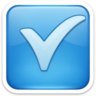 Una raya como ✔️ así pero azul y un cadrado así pero el ✔️ sea más grande sticker