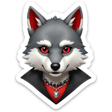 Anthropomorphic Anthro Furry punky gothic black white and red badass cool stylish handsome smexy Animal-furry-fursona sticker