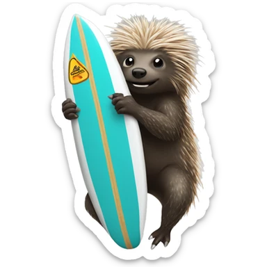 Porcupine riding surfboard sticker