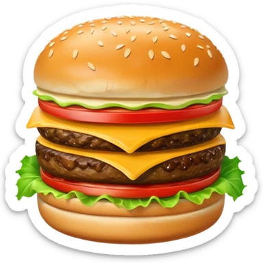 single cheeseburger with ketchup, onion, tomato, lettuce, and mayo sticker