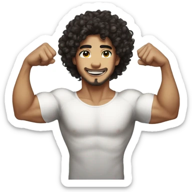 curly hair show biceps asian sticker