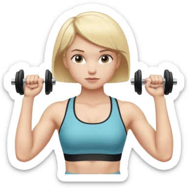 pale gym girl with short blonde hair doing bicep curls sticker