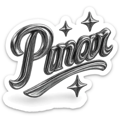 Write "Pınar" in this style, try majesty fonts. Add two or three stars around it so that it looks like this but it has a hand-drawn shape. sticker