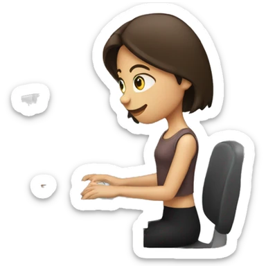 brunette girl typing on computer  sticker