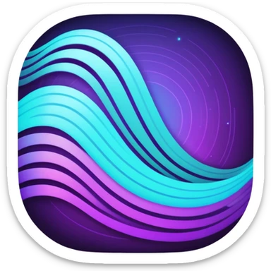 futuristic minimalistic icon, holographic wave symbolizing "Many voices. One purpose. One future", glowing purple and cyan lines, dark sci-fi background, no face, abstract unity design, 1:1 aspect ratio
 sticker
