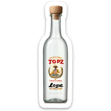 Long cylindrical tequila blanco bottle with the text "lopez" clearly written in the middle of the label and a light wood cap sticker