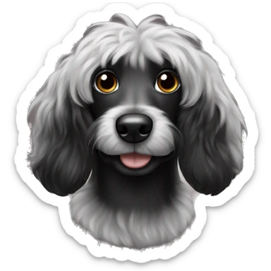 Fluffy black wiener dog sticker