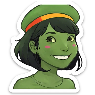 smiling girl with black hair sticker