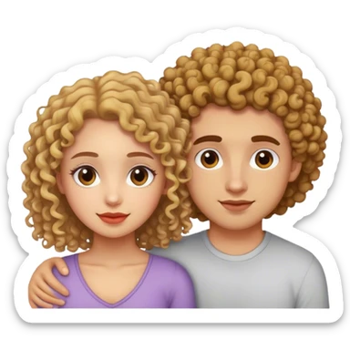 Chica rizada con su novio sticker