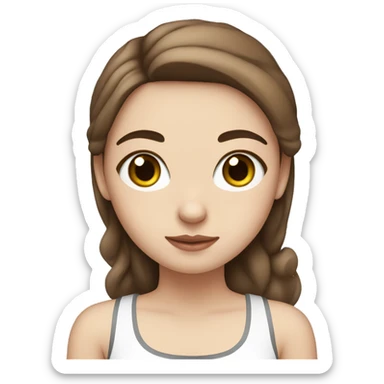 A white girl with brown hair and a white eyebrow with a black and white cat in her arms sticker