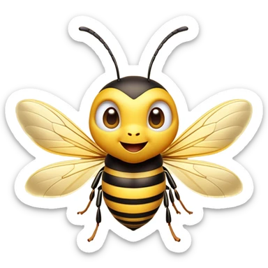 Cinematic Cheeky Wasp Portrait Emoji, Head tilted dramatically with an exaggeratedly shocked expression, featuring a slender, sharply striped body with wide, comically expressive eyes full of playful disbelief and animated, fluttering wings, Simplified yet hilariously expressive features, highly detailed, glowing with a slightly sassy glow, high shine, dramatic yet playful, stylized with an air of cheeky insect mischief, soft glowing outline, capturing the essence of a meme-worthy wasp that looks ready to buzz its way into viral fame! sticker