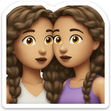 two brunette girl kissing sticker