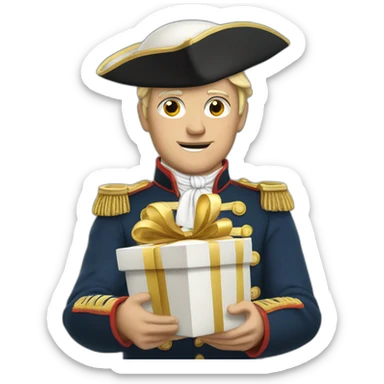 napolean holding a present sticker