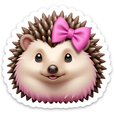 hedgehog with a pink bow sticker