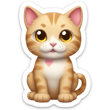 Kitty with lots of hearts sticker