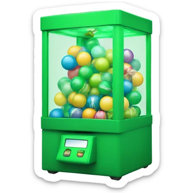 claw machine green colors, balls as presents sticker
