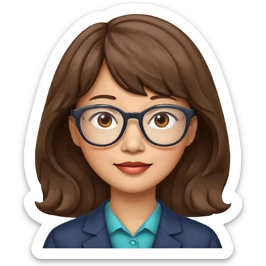 asian woman 50 yr old wavy hair bangs glasses a bit older sticker