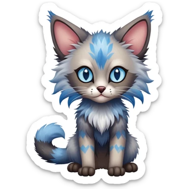 Colorful exotic Fantasy-Ragdoll-Fakémon-Lykoi-feline-hybrid (full body) sticker